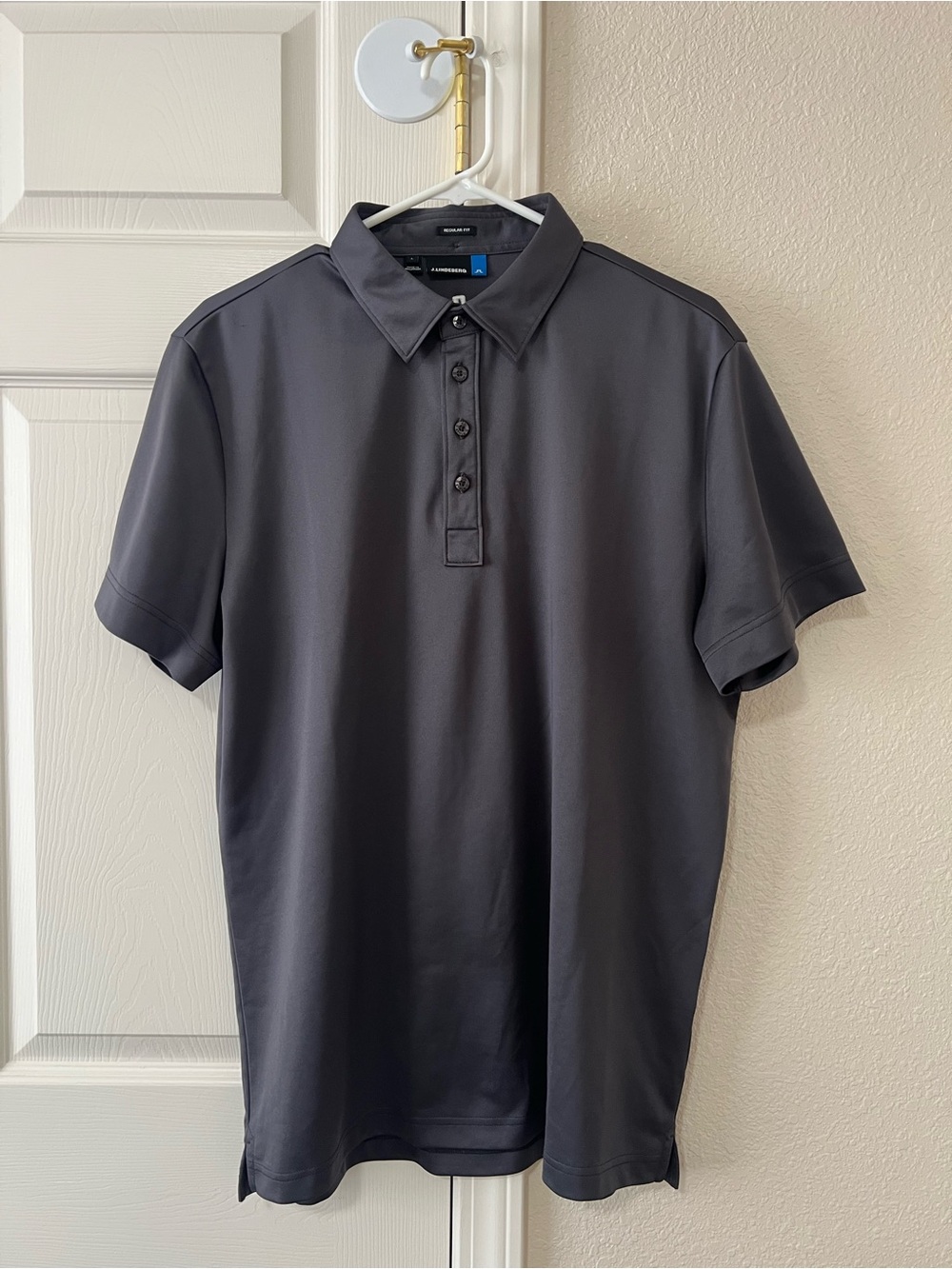 J.Lindeberg Hunter Fieldsensor 2.0 Golf Polo Shirt Gray Regular Fit Men’s Large